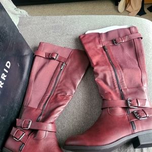 Torrid burgundy knee high riding boots